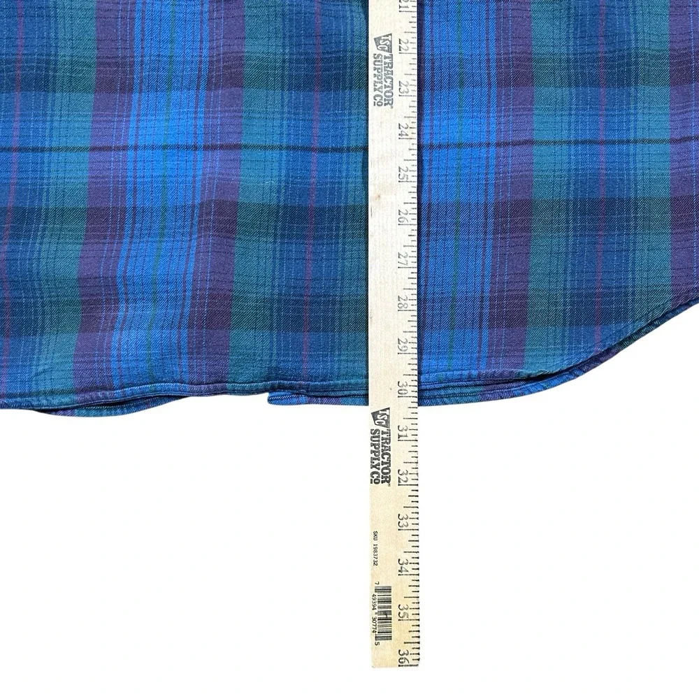 VTG 90s Columbia‎ Blue Plaid Flannel Button Down Shirt Men's L Oversized Grunge